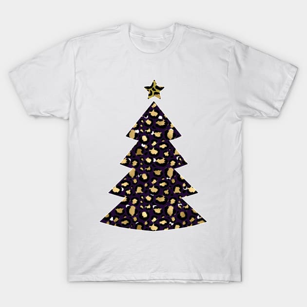 Merry Christmas Leopard Tree Emoji  X-mas Holiday T-Shirt by Johner_Clerk_Design